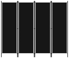 Διαχωριστικό Δωματίου με 4 Πάνελ Μαύρο 200 x 180 εκ. - Μαύρο