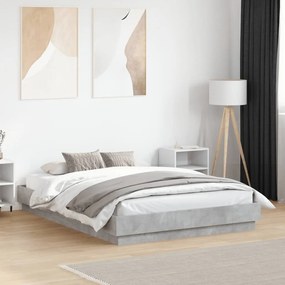 vidaXL Πλαίσιο Κρεβατιού Γκρι Σκυροδέματος 140x190 εκ. Επεξεργ. Ξύλο