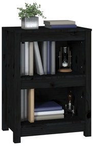 vidaXL Βιβλιοθήκη Μαύρη 50x35x68 εκ. από Μασίφ Ξύλο Πεύκου