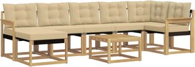 vidaXL Σειρά Καναπέ Εξωτερικού με μαξιλάρι 8 pcs Λευκό και Μπεζ