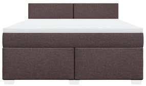 vidaXL Κρεβάτι Boxspring με Στρώμα Σκούρο Καφέ 180x200 εκ Υφασμάτινο