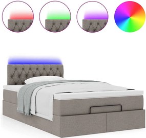 vidaXL Οθωμανικό κρεβάτι με στρώμα &amp; LEDs Taupe 120x200cm ύφασμα