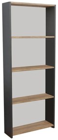 Bookcase Fren anthracite-oak-anthracite melamine 60x19.5x170cm 60x19.5x170 εκ.