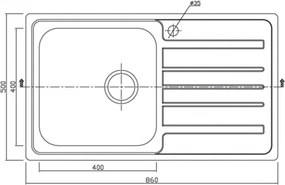 Karag BL802 Satine 86x50 - Ανοξειδωτος Νεροχυτης