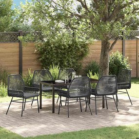 vidaXL Σέτ φαγητού για κήπο 7 pcs Μαύρο συνθετικό ρατάν