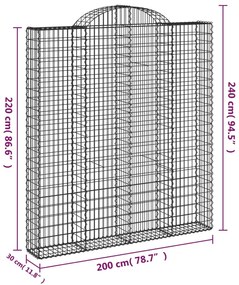 vidaXL Συρματοκιβώτιο Τοξωτό 200x30x220/240εκ. από Γαλβανισμένο Χάλυβα