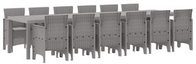 vidaXL Σέτ φαγητού για κήπο 13 pcs Ανοιχτό γκρι Rattan Polt
