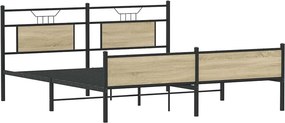 vidaXL Σκελετός Κρεβ. Χωρίς Στρώμα Sonoma Δρυς 160x200 εκ. Μεταλλικό