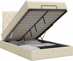 VidaXL Κρεβάτι Ottoman με στρώμα με κεφαλάρι Κρεμ 120 x 190 cm Ύφασμα