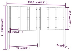 Κεφαλάρι Κρεβατιού Λευκό 155,5 x 4 x 100 εκ. Μασίφ Ξύλο Πεύκου - Λευκό