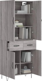 vidaXL Ντουλάπι Γκρι Sonoma 69,5 x 34 x 180 εκ. Επεξεργασμένο Ξύλο