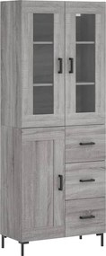 vidaXL Ντουλάπι Γκρι Sonoma 69,5 x 34 x 180 εκ. Επεξεργασμένο Ξύλο