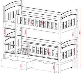 IGNAŚ 80x160 pine bunk bed Lano Furniture