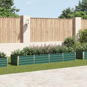 vidaXL Ζαρντινιέρα Υπερυψωμένη Πράσινη 320x80x45 εκ. Γαλβαν. Χάλυβας