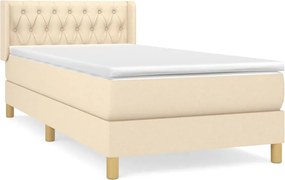 vidaXL Κρεβάτι Boxspring με Στρώμα Κρεμ 90x190 εκ.Υφασμάτινο