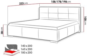 Κρεβάτι Baltimore 108, Διπλό, Μαύρο, 160x200, Οικολογικό δέρμα, Τάβλες για Κρεβάτι, 178x222x100cm, 129 kg | Epipla1.gr