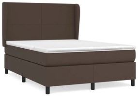 Κρεβάτι Boxspring με Στρώμα Καφέ 140x200εκ. από Συνθετικό Δέρμα - Καφέ