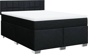 vidaXL Κρεβάτι Boxspring με Στρώμα Μαύρο 140x190 εκ. Υφασμάτινο