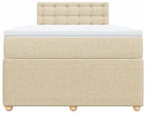 vidaXL Κρεβάτι Boxspring με Στρώμα Κρεμ 120x200 εκ. Υφασμάτινο