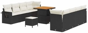 vidaXL Σετ Καναπέ Κήπου 11 pcs Μαύρο και κρεμ 80 x 80 x 71 cm