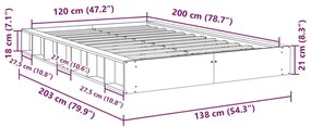 Πλαίσιο κρεβατιού χωρίς στρώμα 120x200 cm μασίφ ξύλο δρυς - Καφέ