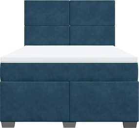 vidaXL Κρεβάτι Boxspring με Στρώμα Μπλε 160x200 εκ. Βελούδινο