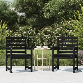 vidaXL Καρέκλες Κήπου 2 τεμ. Μαύρο 60x48x91 εκ. Μασίφ Ξύλο Πεύκου