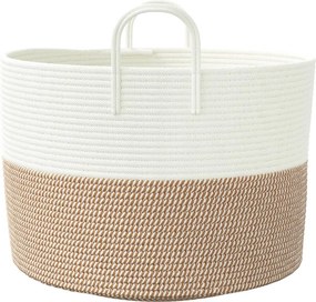 vidaXL Καλάθι Αποθήκευσης Καφέ και Λευκό Ø51 x 33 εκ. Βαμβακερό