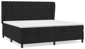 vidaXL Κρεβάτι Boxspring με Στρώμα Μαύρο 200x200 εκ. Βελούδινο