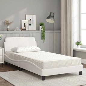 vidaXL Κρεβάτι με Στρώμα Dover Λευκό 100x200 εκ. από Συνθετικό Δέρμα