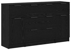 vidaXL Πλαϊνό γραφείο με συρτάρι 3 pcs Μαύρη δρυς 121 x 30 x 70 εκ