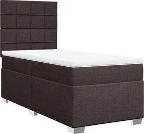 vidaXL Κρεβάτι Boxspring με Στρώμα Σκούρο Καφέ 100x200 εκ. Υφασμάτινο
