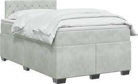vidaXL Κρεβάτι Box Spring με Στρώμα και LED Ανοιχτό γκρι 120 x 200 cm