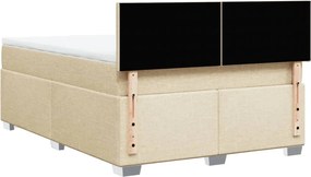 vidaXL Κρεβάτι Boxspring με Στρώμα Κρεμ 140x200 εκ. Υφασμάτινο