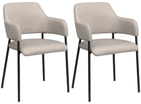 HOMCOM Καρέκλες Τραπεζαρίας, Σετ 2 τεμαχίων, Άνετες, Όψη λινό, Μεταλλικός σκελετός, Έως 120 kg, Μπεζ