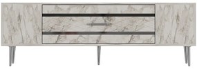 Έπιπλο Τηλεόρασης Dekolp 475OLV3002 150x35x48,2cm Marble Effect White-Silver