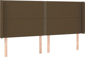 vidaXL Κρεβάτι Boxspring με Στρώμα &amp; LED Σκ.Καφέ 180x200εκ. Υφασμάτινο