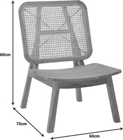 Πολυθρόνα Viborg pakoworld φυσικό teak ξύλο-φυσικό rattan 60x75x87εκ