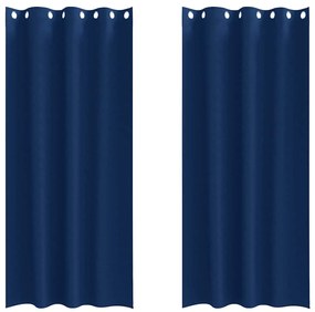 vidaXL Κουρτίνες με κουρτίνες 2 pcs Σκούρο Μπλε 245x140εκ. Πολυεστέρας