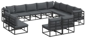 vidaXL Σετ Καναπέ Κήπου 12 pcs Μαύρο 353 x 283 x 71 εκ. Αλουμίνιο