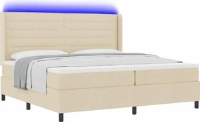 vidaXL LED Κρεβάτι με βάθρο με στρώμα Κρεμ 200 x 200 cm ύφασμα