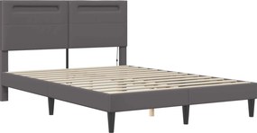 vidaXL Σκελετός κρεβατιού με στρώμα Γκρι 120 x 190 cm Τεχνητό Δέρμα