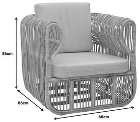 Πολυθρόνα Fajole rattan pe σε φυσική απόχρωση με μπεζ μαξιλάρι 86x86x66εκ 86x86x66 εκ.