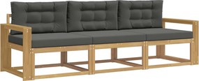 vidaXL Σειρά Καναπέ Εξωτερικού 3 pcs Άσπρο και Ανθρακί Πολυεστέρας