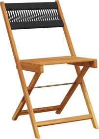 vidaXL Σετ Επίπλων Bistro 3 τεμ. Μαύρο Πολυπροπυλένιο/Μασίφ Ξύλο