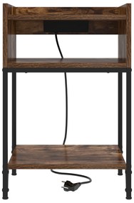 vidaXL Κομοδίνο Καπνιστή δρυς 40 x 40 x 61 εκ Επεξεργασμένο ξύλο