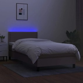 ΚΡΕΒΑΤΙ BOXSPRING ΜΕ ΣΤΡΩΜΑ &amp; LED TAUPE 100X200 ΕΚ. ΥΦΑΣΜΑΤΙΝΟ 3133057