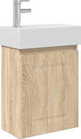vidaXL Μονάδα μπάνιου με βρύση Sonoma Δρυς 45,5 x 22,5 x 84 εκ