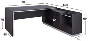 Γραφείο επαγγελματικό Δεξιά γωνία Rosewood 200x170x76Υ εκ. 200x170x76 εκ.