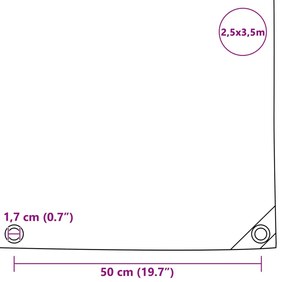 vidaXL Μουσαμάς Γκρι 2,5 x 3,5 μ. 650 γρ./μ.²